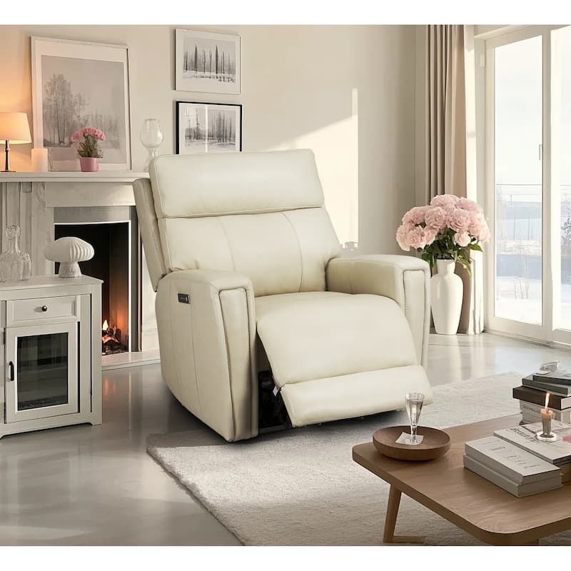 Genuine Leather Zero Gravity Power Recliner Chair with Power Headrest, USB&USB-C Port
