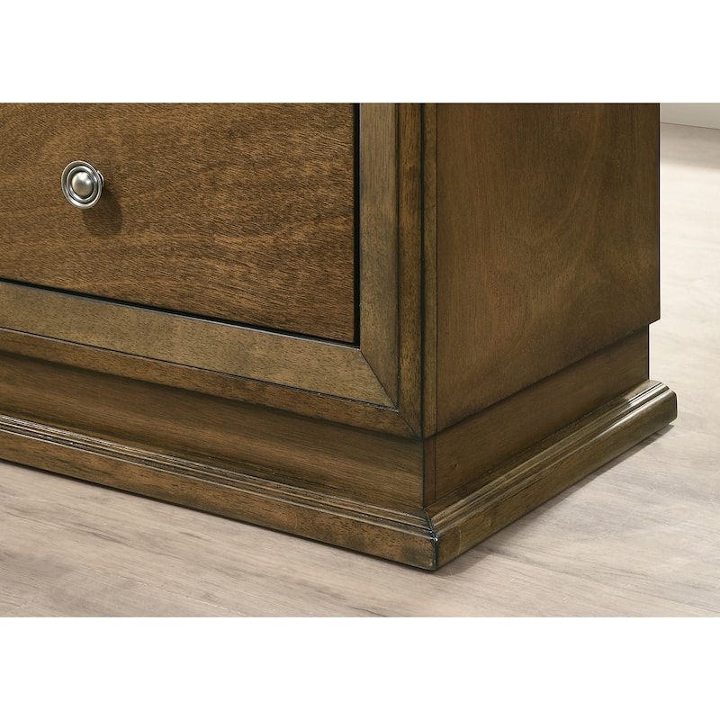 Walnut 1pc Nightstand Bedroom Rubberwood Bedside Table Bronze Metal Knob Furniture