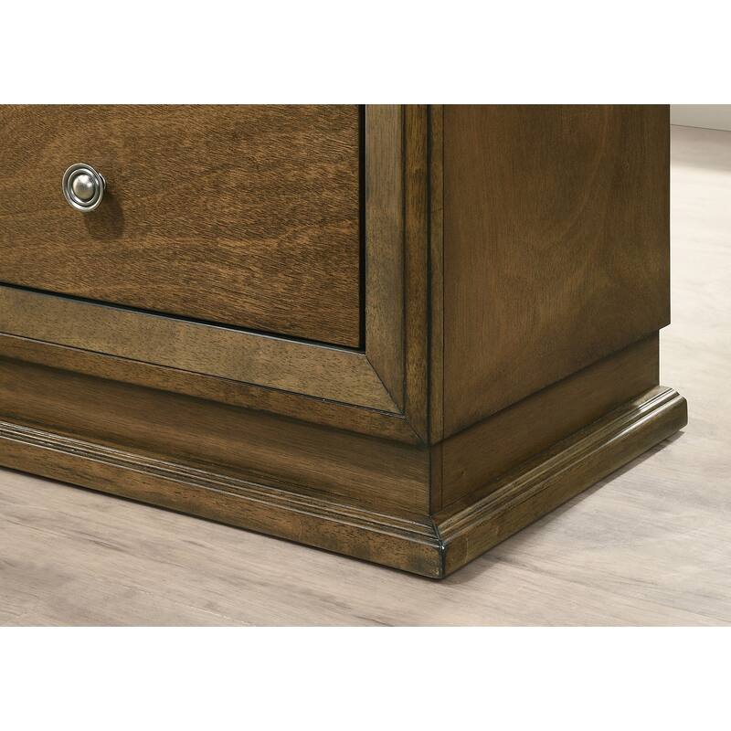 Walnut Finish 1pc Nightstand Transitional Style Bedside Table 2-Drawers Zinc Iron Bronze Metal Knob
