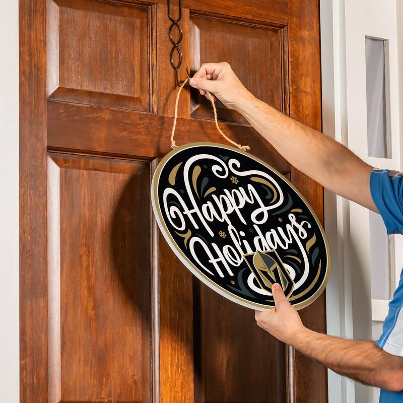 Las Vegas Golden Knights 18" x 18" Happy Holidays Door Décor Wall Sign - 18" x 18"
