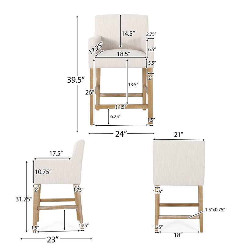 Armga Fabric Upholstered Wood 26 inch Counter Stools (Set of 2) by Christopher Knight Home
