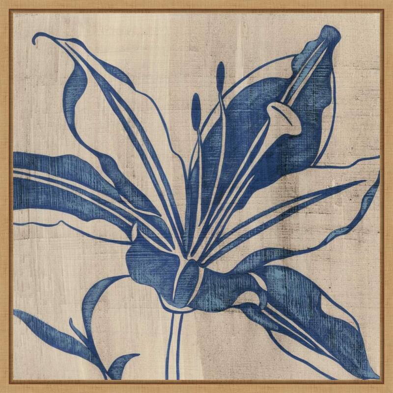 Indigo Lily by Chariklia Zarris (22 x 22 in.), Framed Canvas Wall Art Print
