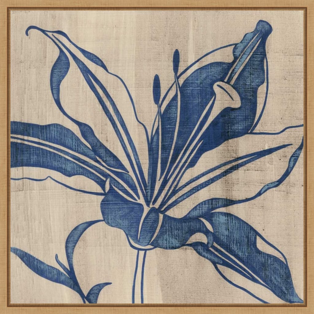 Indigo Lily by Chariklia Zarris (22 x 22 in.), Framed Canvas Wall Art Print