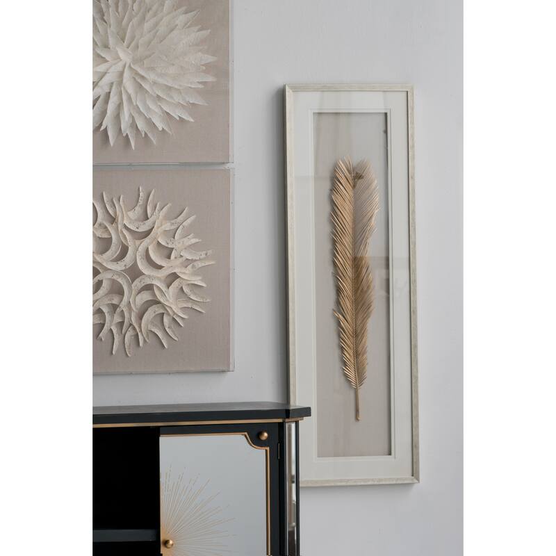 16" x 47" Gold Leaf Framed Wall Art, Wall Decor for Living Room Dining Room Office Bedroom - Chalk/Gold