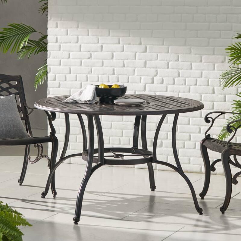 Outdoor Cast Aluminum Circular Dining table, Bronze