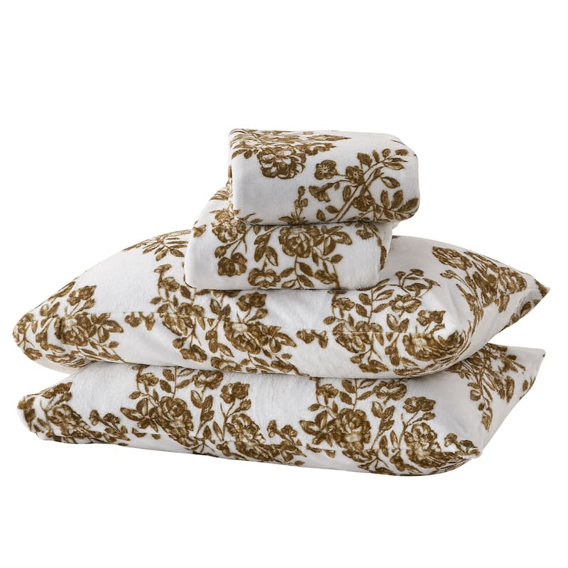 Luxurious Printed Velvet Plush Warm and Cozy Sheet Set.