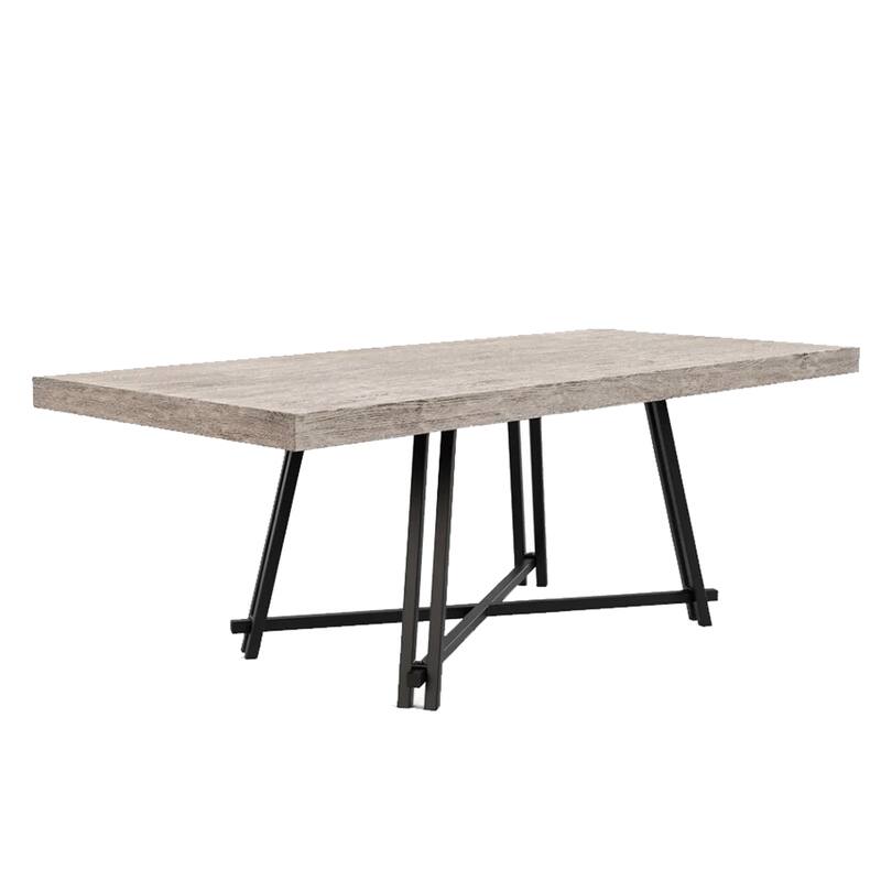 Toty Rectangular Dining Table, Pedestal Base, Black Rubberwood 84 Inch Top