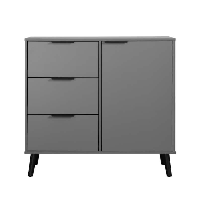 Wood Sideboard Buffet Cabinet with 3 Drawers & Adjustable Shelf & Door