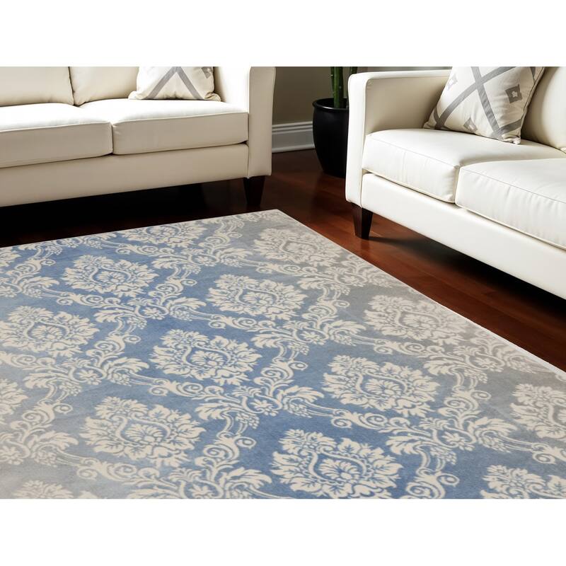 Hoba Distressed Non Skid Low Pile Area Rug By HomeRoots - 144' X '108' X '0.25 - 144' X '108' X '0.25 - Oxford Blue - Rectangle