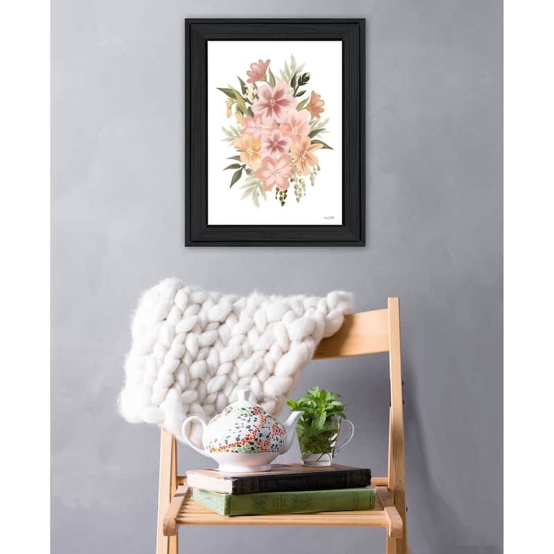 TrendyDecor4U Contemporary "Peachy Petals" Framed Print Wall Art