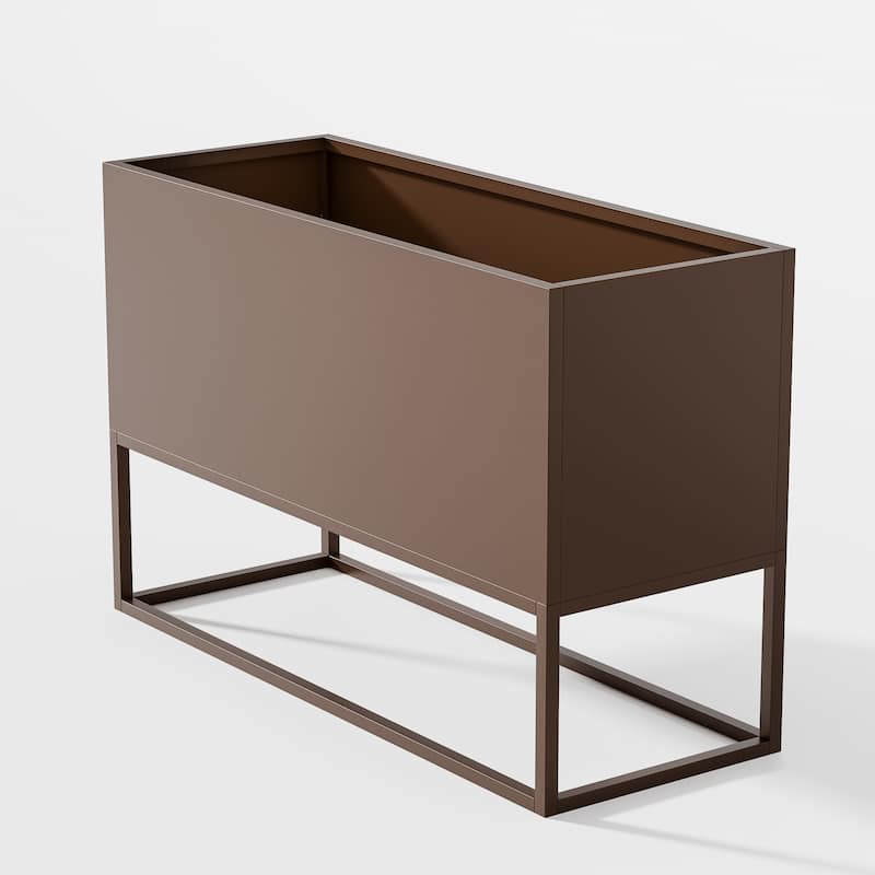 47*18*18 inch Large Metal Rectangular Planter with Shelves and Drainage Holes for Indoor/Outdoor Use, Perfect for Tall Plants