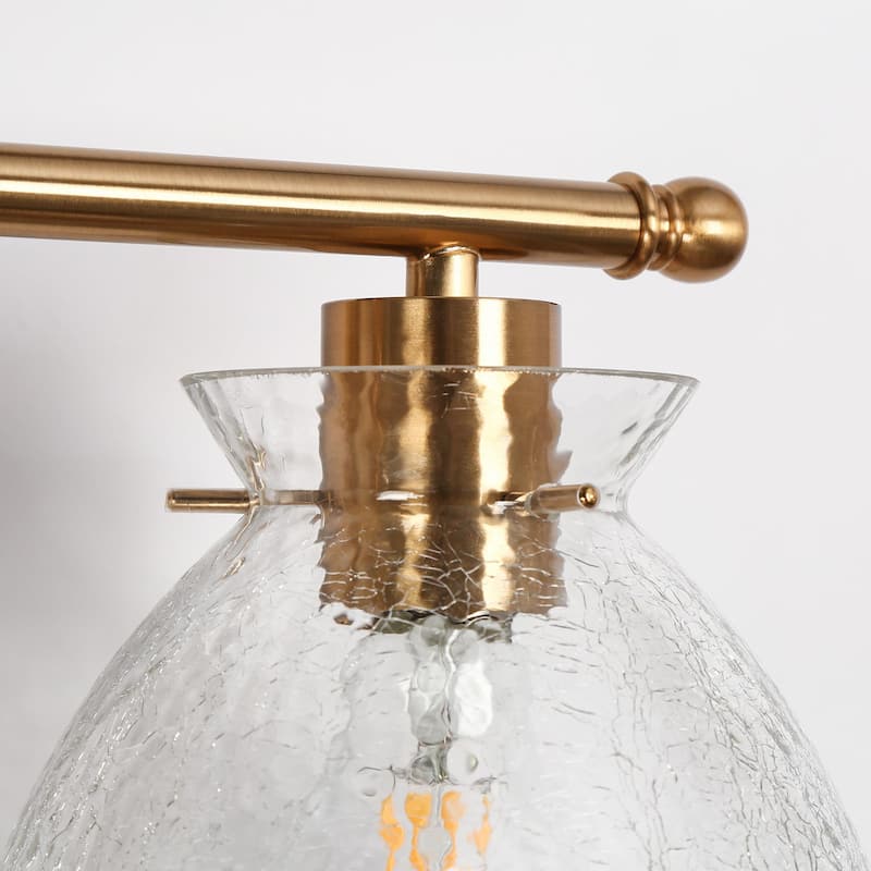 Modern Glam Crystal 3-Light Gold Bathroom Vanity Lights Dimmable Plating Brass Wall Sconce