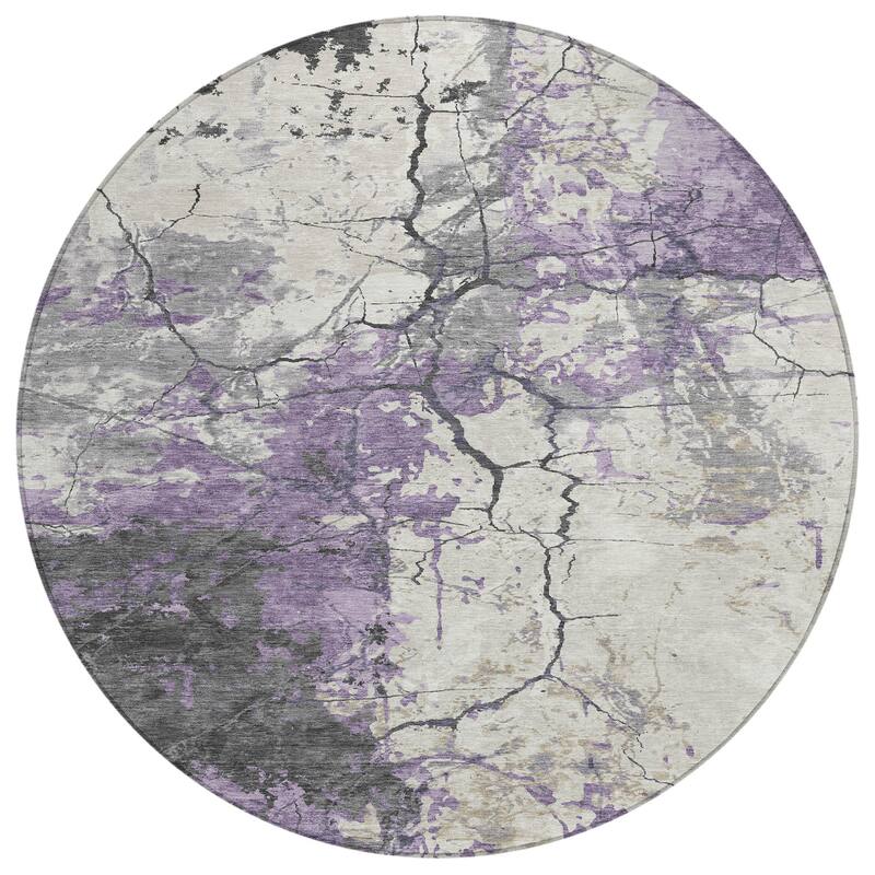 Machine Washable Indoor/ Outdoor Modern Crackle Chantille Rug