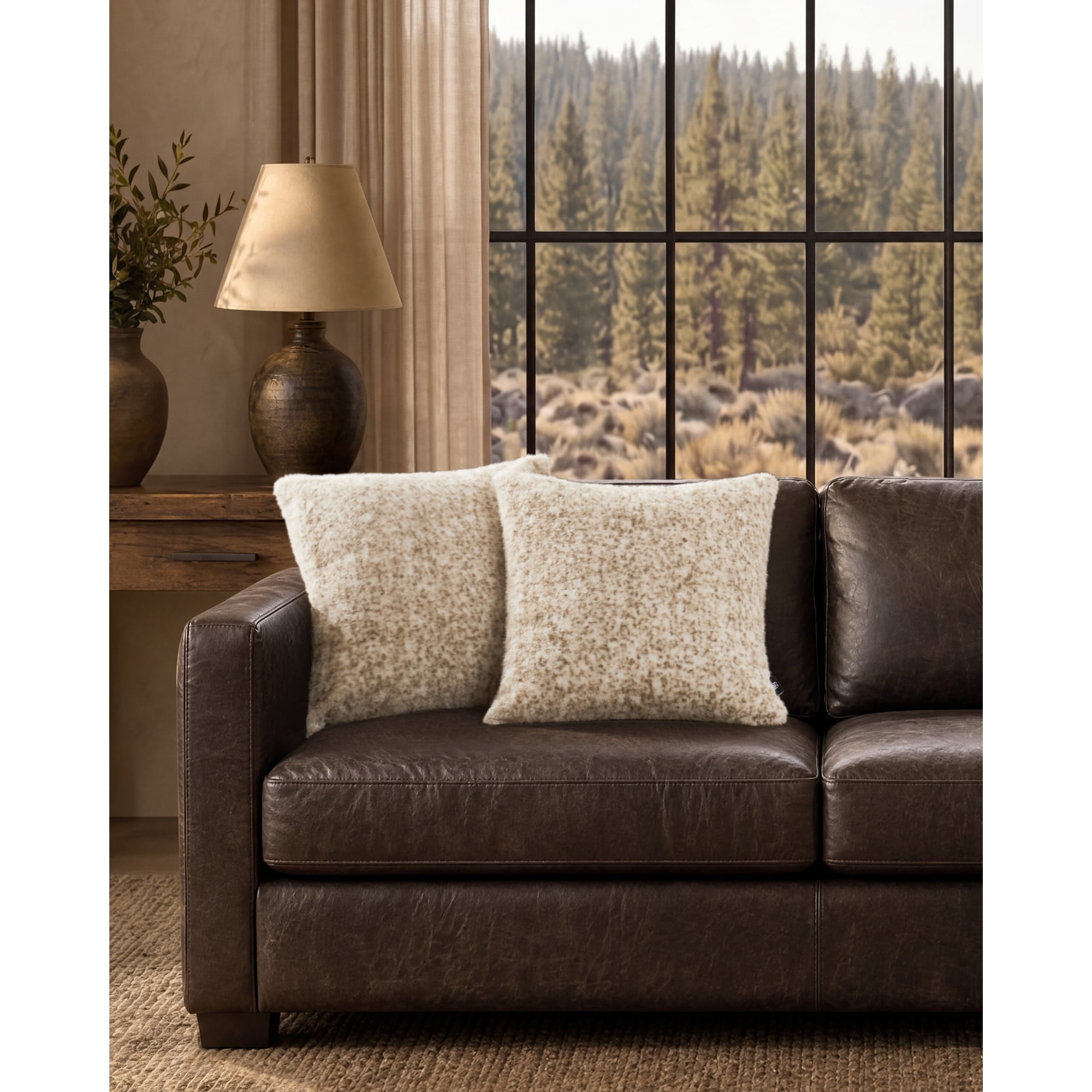 Frye Fawn Faux Fur 2 Pack 20x20 Decorative Pillow