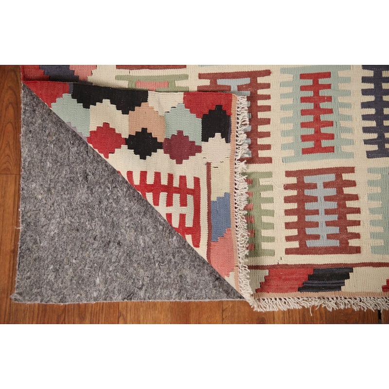 Vegetable Dye Kilim Qashqai Persian Area Rug Vintage Wool Carpet - 3'4"x 4'10"