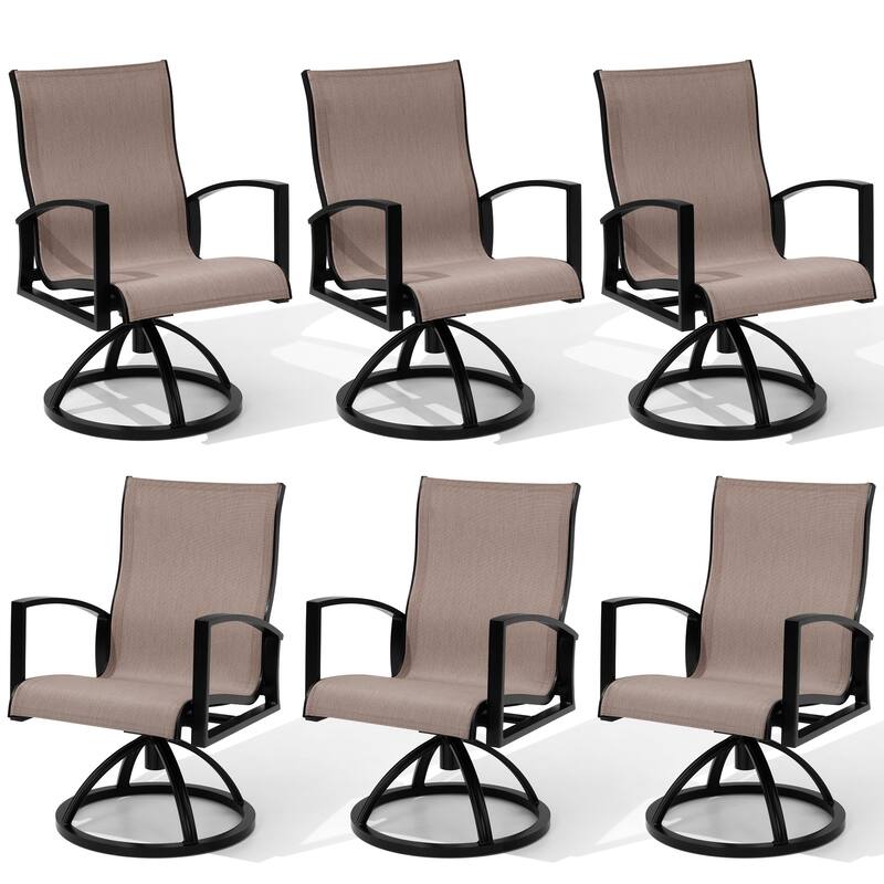 Outdoor Patio Aluminum Swivel Dining Chairs Armchair Sunbrella Fabric