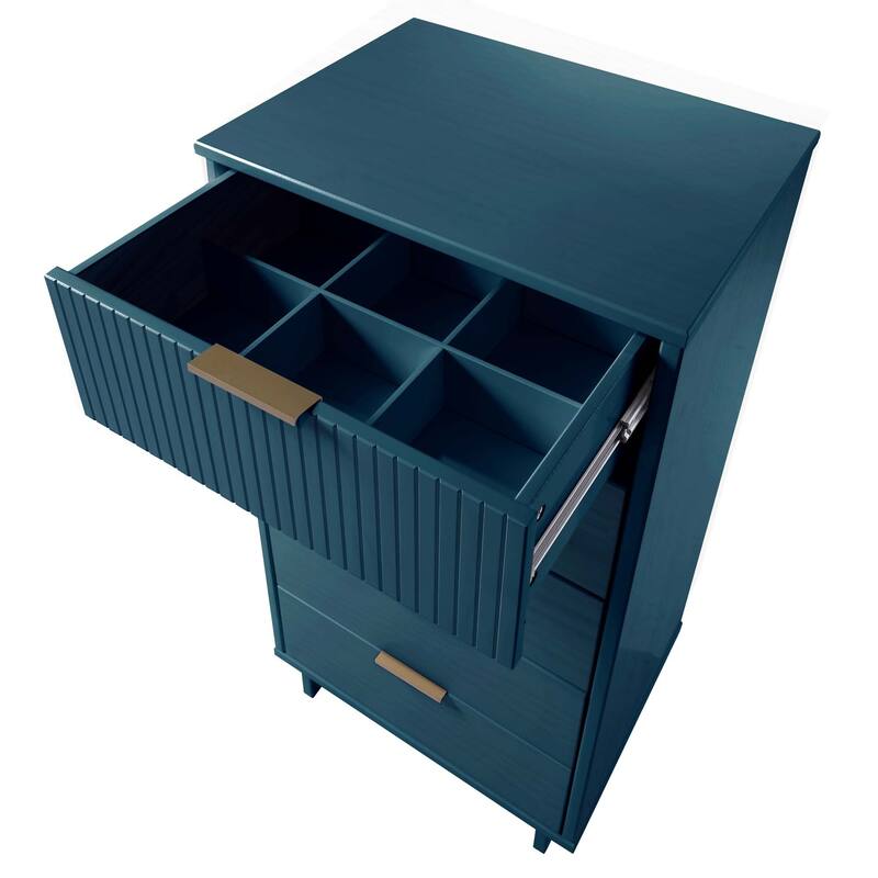 Manhattan Comfort 3-Piece Granville Modern Solid Wood Narrow Chest Dresser Nightstand Set.