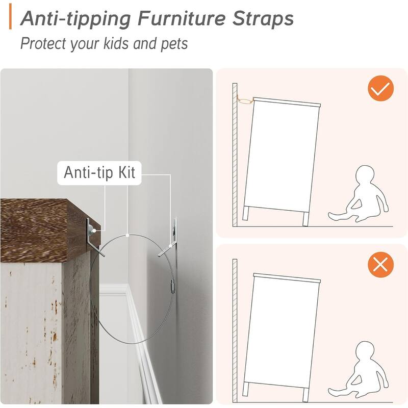 Sideboard Buffet Cabinets with Mesh Door and Adjustable Shelf