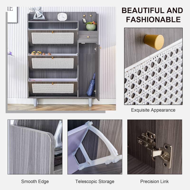 Modern Minimalist Storage Cabinet,Japanese Rattan Shoe Cabinet, Bed Top Cabinet,Small Home Furniture