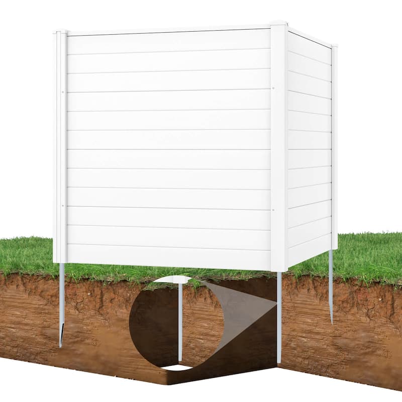 Costway Outdoor 48"L x 48"H PVC Privacy Fence Panels with Metal Ground - See Details - White