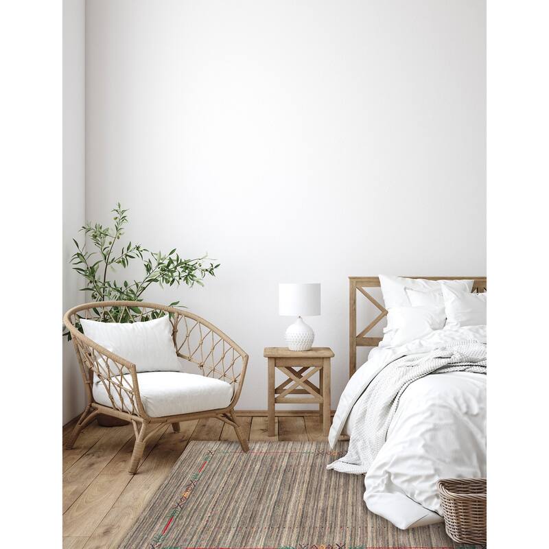 ECARPETGALLERY Hand Loomed Kashkuli Gabbeh Grey Wool Rug - 4'0 x 5'8