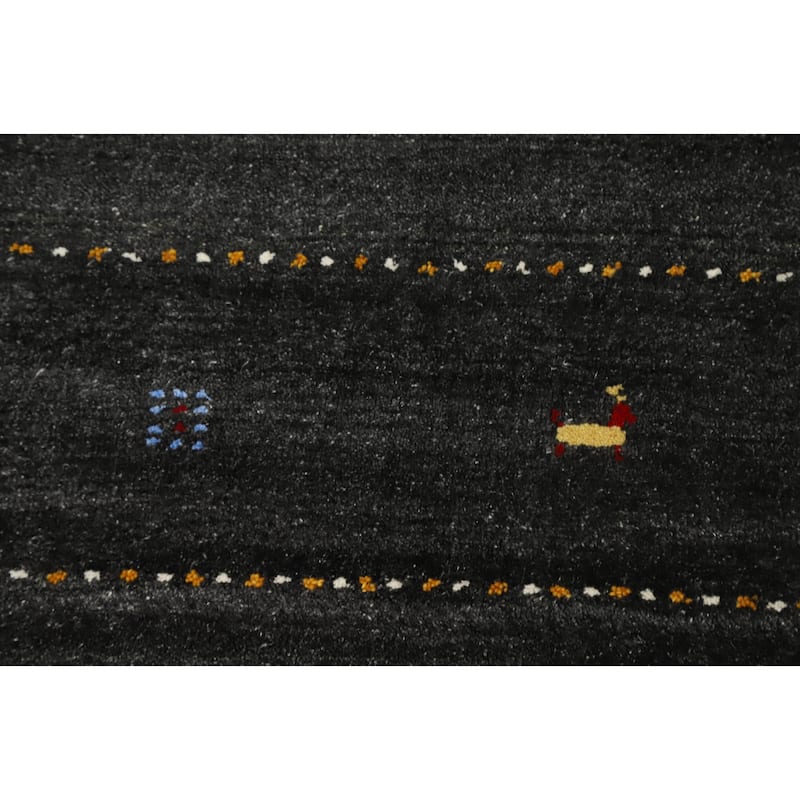 Hand Knotted Oriental 100% Wool Carpet Tribal Animal Pictorial Greys & Charcoal Gabbeh Area Rug - 8' 0'' X 8' 3''