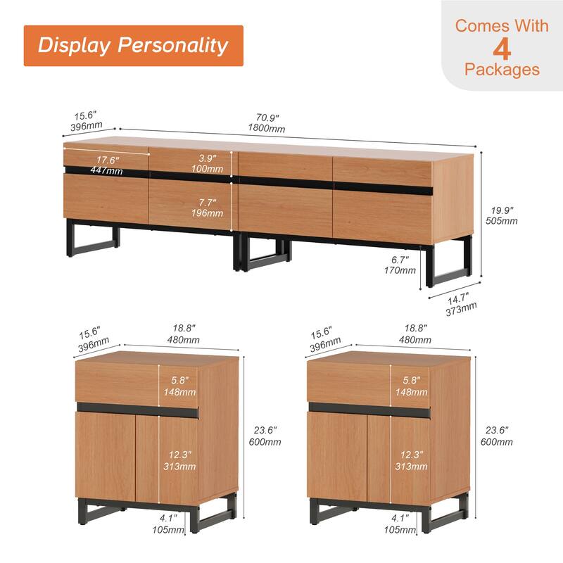 WAMPAT TV Stand and End Table Set of 3