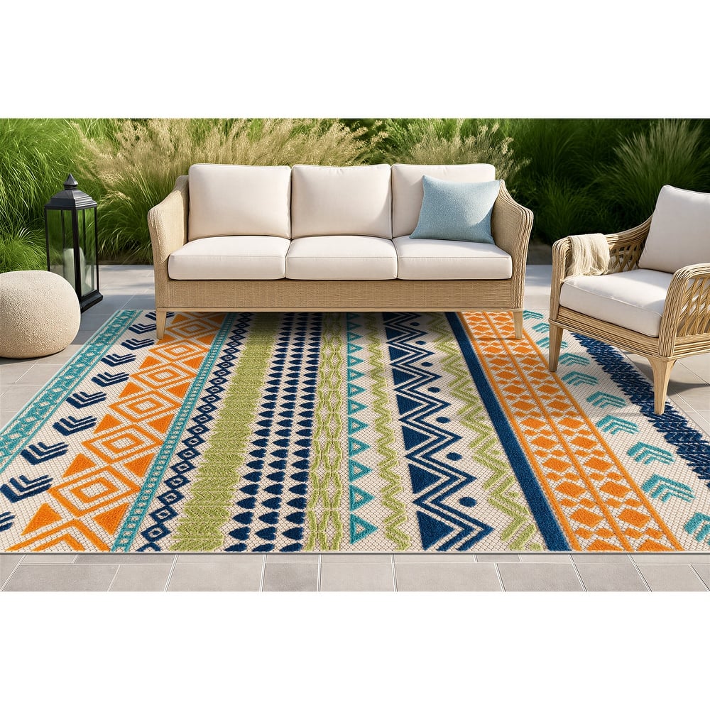 Ronda Contemporary Bohemian Indoor/Outdoor Area Rug
