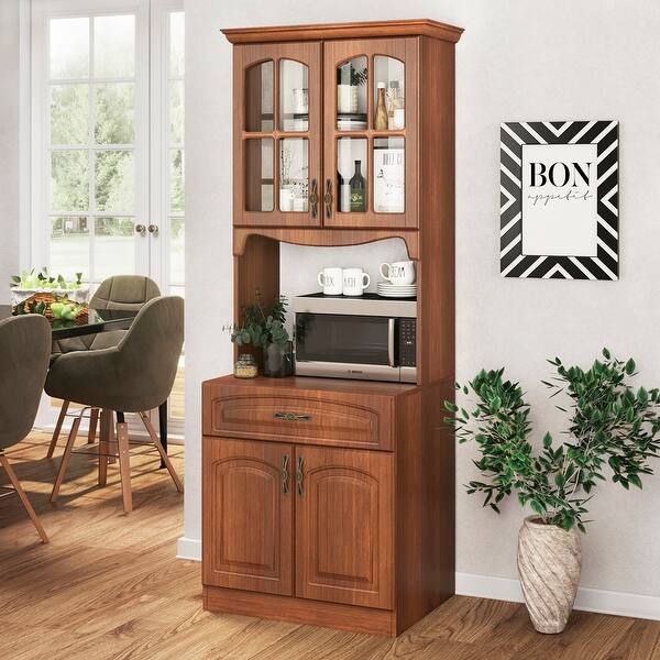 slide 11 of 41, Living Skog Galiano 73'' Pantry Kitchen Storage Cabinet Red