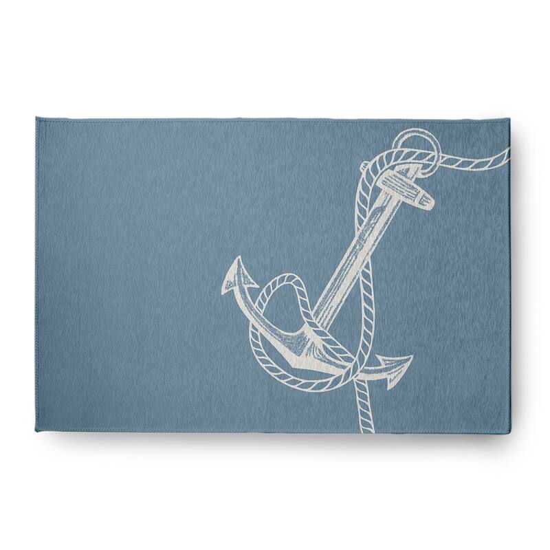 Anchored Nautical Chenille Rug - Dusty Smoke - 4' x 6'