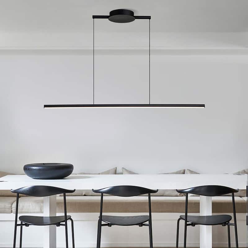Minimalist Modern Linear Pendant Light Dimmable Integrated LED Chandelier Kitchen Island