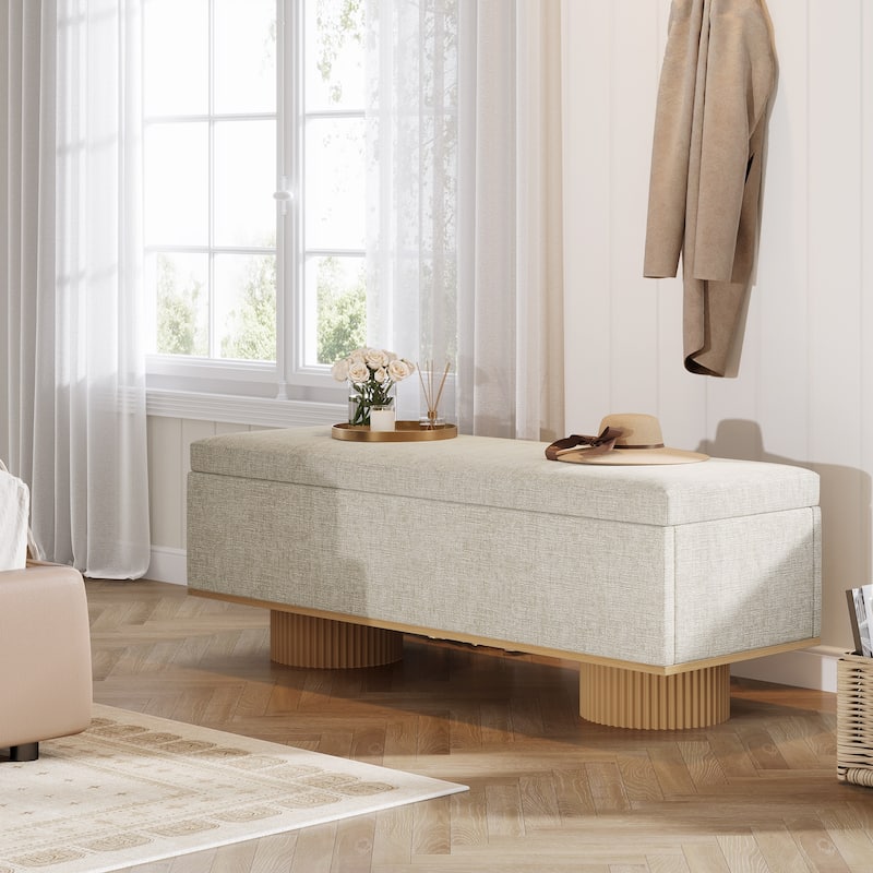 Storage Bench with Padded Seat Cushion Shoe Bench with Flip Up Storage for Entryway