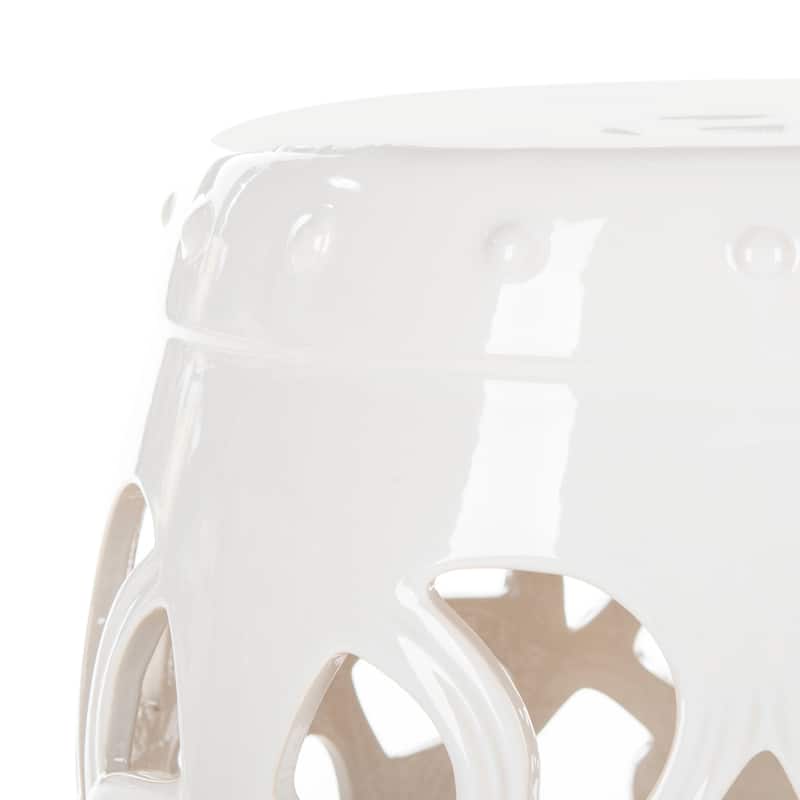 SAFAVIEH Dojna Vine White Ceramic Decorative Garden Stool