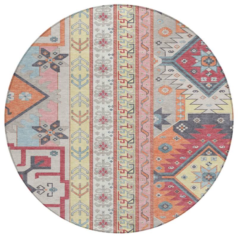 Machine Washable Indoor/ Outdoor Boho Tribal Chantille Rug