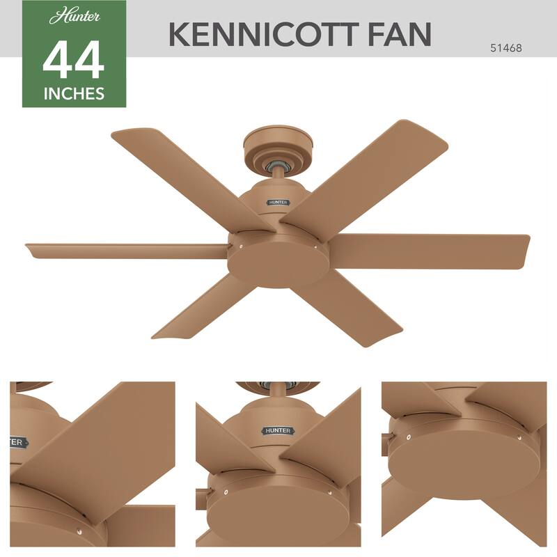 Hunter 44" Kennicott Outdoor Ceiling Fan with Wall Control, Damp Rated - Industrial, Contemporary, Transitional