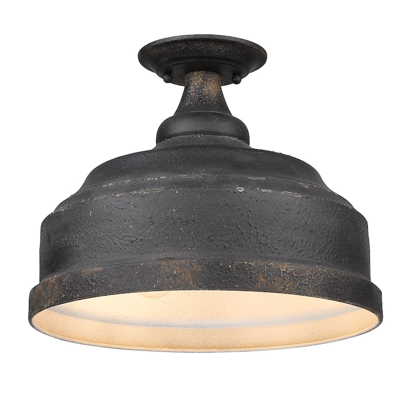 Keating Semi-Flush - 13.75"x11.125" - 13.75"x11.125" - Antique Black Iron