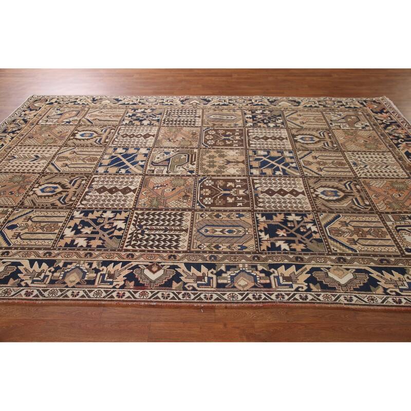 Garden Design Bakhtiari Persian Vintage Rug Hand-Knotted Wool Carpet - 6'10"x 10'2"