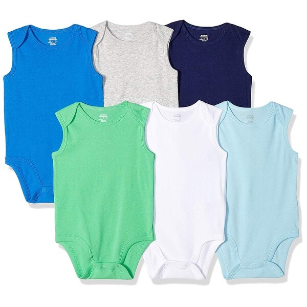 Shop Essentials Baby Boys 6-Pack Sleeveless Bodysuits ...