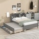 preview thumbnail 2 of 21, Full Bed with Twin Trundle, Drawers & Headboard Bookcase - Compact Design