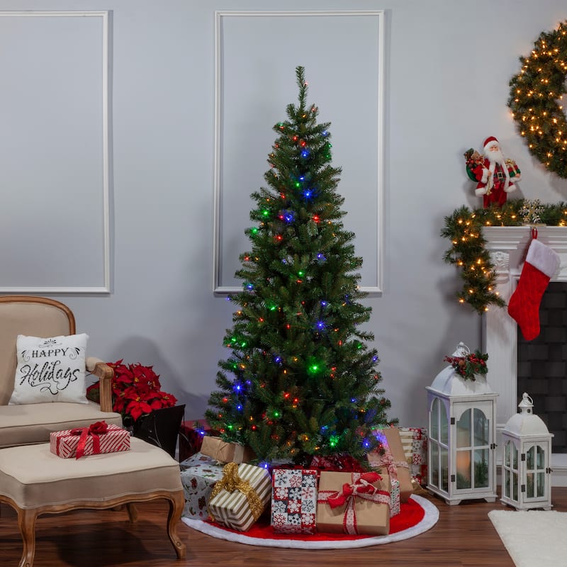 7 Foot Pre Lit Ozark Pine with Color Changing Lights - N/A