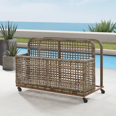Ridley Outdoor Wicker And Metal Pool Storage Caddy - 22.25"x43.5"x30"
