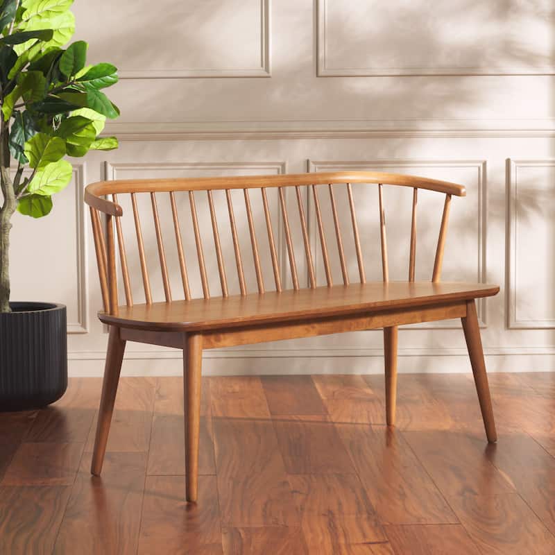 SAFAVIEH Sibyl Farmhouse Solid Wood Spindle Bench - 53"W x 19"D x 31"H