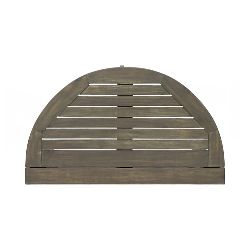 Outdoor 3pc Half-Round Folding Acacia Wood Bistro Set