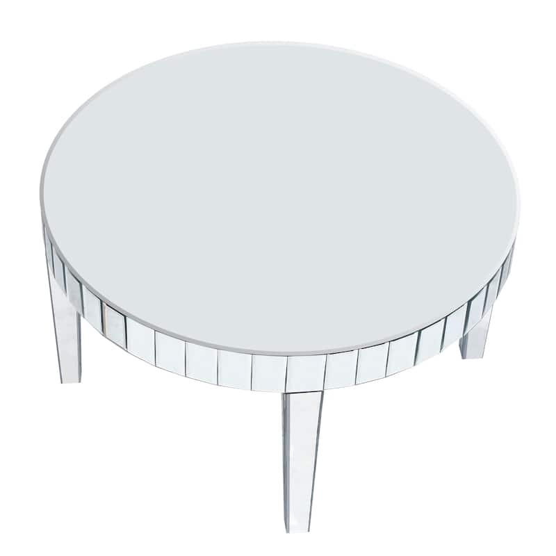 Modern Sliver Glass Top Round Coffee Table