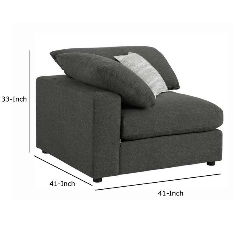 Fabric Upholstered Wooden Corner Chair with Loose Cushion Seat, Gray