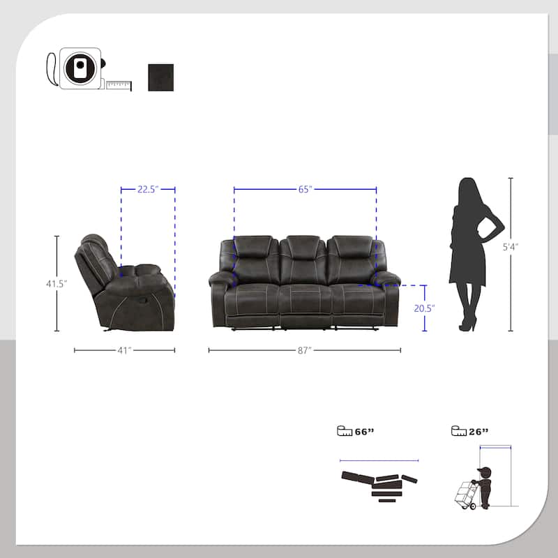 Flannery 2-Piece Manual Reclining Living Room Sofa Set