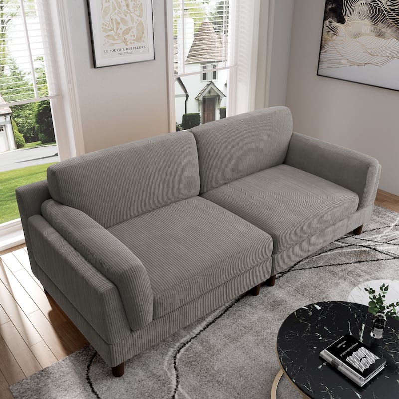 90" Corduroy Sectional Sofa Lounge Sleeper Sofa