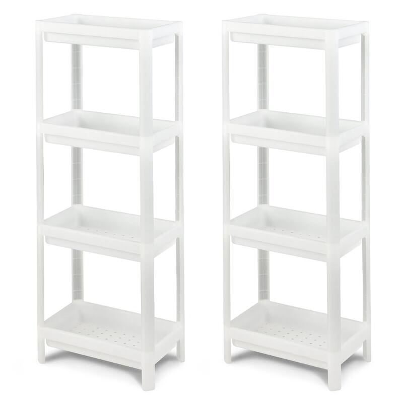 Gymax 2PCS 4 Tier Slim Storage Cart Detachable Kitchen Organizer