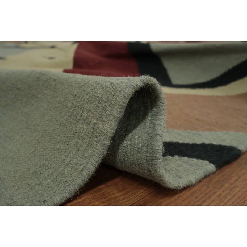 Hand Woven Oriental 100% Wool Carpet Southwestern Modern Multi-Colored Kilim Area Rug - 16' 2'' X 12' 5''