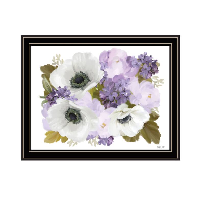 TrendyDecor4U Contemporary "Lilacs and Anemone" Framed Print Wall Art - Multi